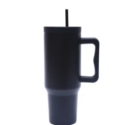 40 oz. Stainless Steel Modern Tumbler with Handle & Straw - Black