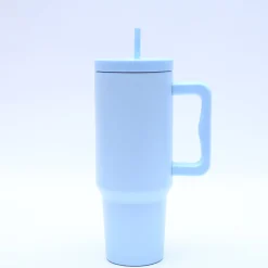 40 oz. Stainless Steel Modern Tumbler with Handle & Straw - Light Blue