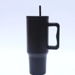 40 oz. Stainless Steel Modern Tumbler with Handle & Straw - Black