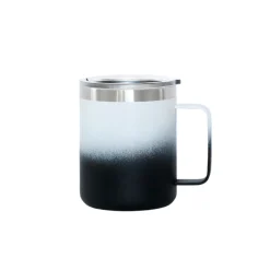 12 Oz Stainless Steel Travel Mug with Handle - White & Black