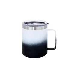 12 Oz Stainless Steel Travel Mug with Handle - White & Black