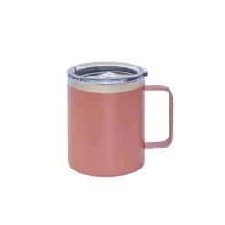 12 Oz Stainless Steel Travel Mug with Handle - Dusty Rose