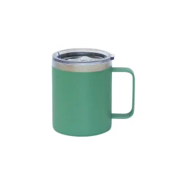12 Oz Stainless Steel Travel Mug with Handle - Green