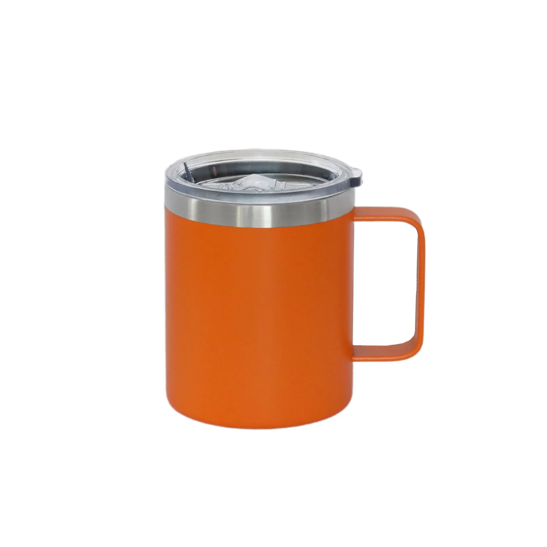 12 Oz Stainless Steel Travel Mug with Handle - Orange