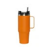 30 Oz Stainless Steel Tumbler with Handle & Straw - Orange