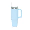 40 Oz Stainless Steel Tumbler with Handle & Straw - Light Blue