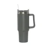 40 Oz Stainless Steel Tumbler with Handle & Straw - Grey