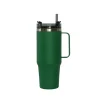 30 Oz Stainless Steel Tumbler with Handle & Straw - Green
