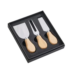 3-Piece Cheese Knife Set - Stainless Steel & Wood