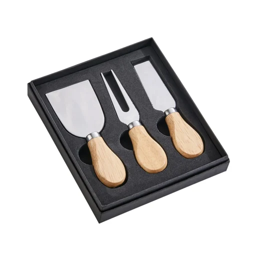 3-Piece Cheese Knife Set - Stainless Steel & Wood