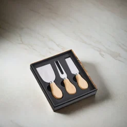 3-Piece Cheese Knife Set - Stainless Steel & Wood