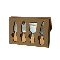 4-Piece Cheese Serving Set with Wooden Handles