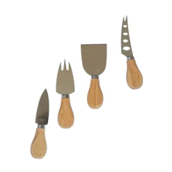 4-Piece Cheese Serving Set with Wooden Handles