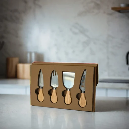 4-Piece Cheese Serving Set with Wooden Handles
