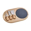 3-Piece Oval Slate & Wood Cheese Board Set
