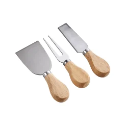 3-Piece Oval Slate & Wood Cheese Board Set