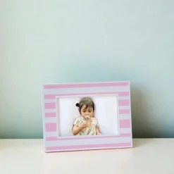 Pink & White Striped 4" X 6" Photo Frame