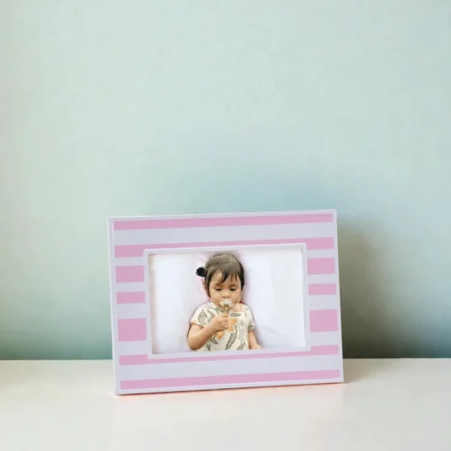 Pink & White Striped 4" X 6" Photo Frame