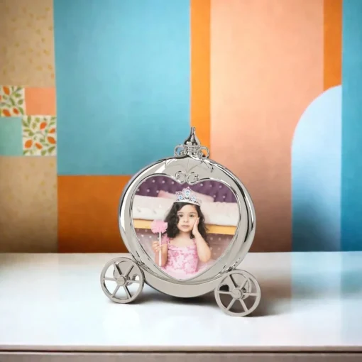 Pumpkin Coach Frame Holds 3.5" X 3.5" Photo, Polished Finish