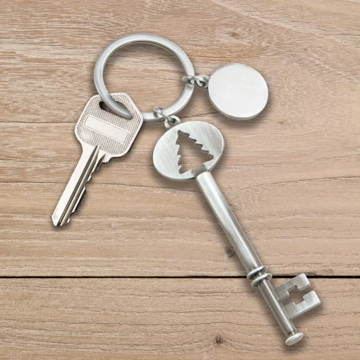 "Holiday Tree" Key With Engraving Tag