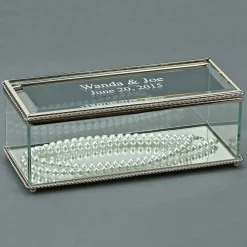 Rectangular Glass Box With Hinged Cover, 8"