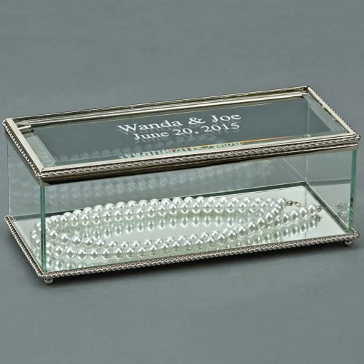 Rectangular Glass Box With Hinged Cover, 8"