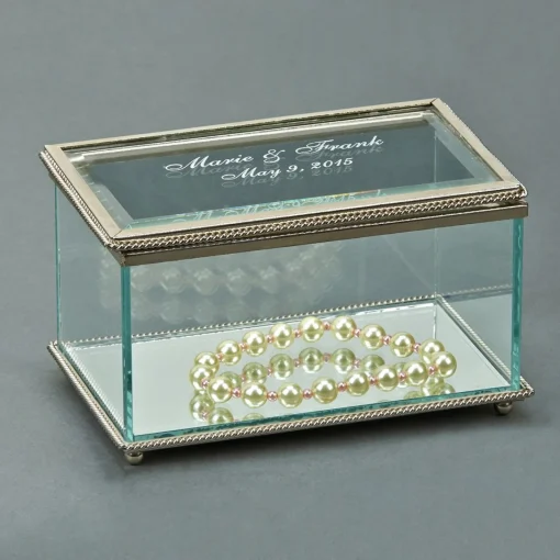 Rectangular Glass Box With Hinged Cover, 5.25"