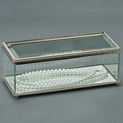 Rectangular Glass Box With Hinged Cover, 8"