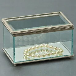 Rectangular Glass Box With Hinged Cover, 5.25"