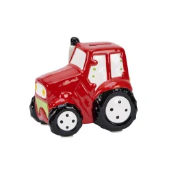 Red Ceramic Tractor Bank