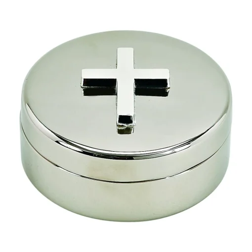 Round Covered Box With Cross On Lid