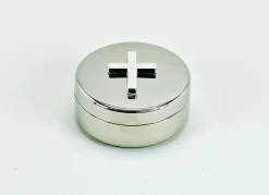 Round Covered Box With Cross On Lid