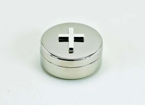 Round Covered Box With Cross On Lid