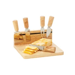 Rubberwood Magnetic Cheese Board Set with 5 Tools