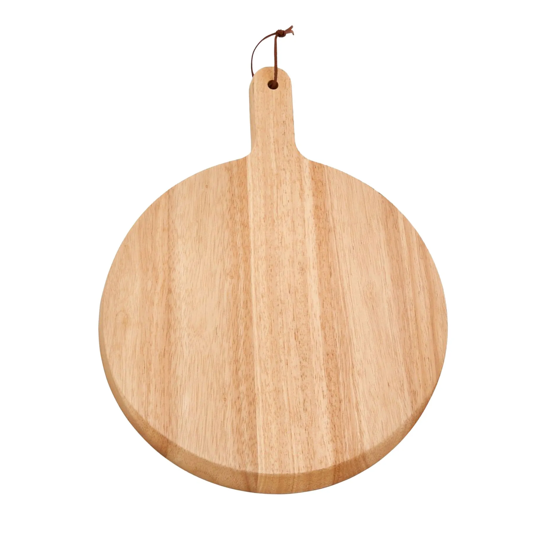 Rubberwood Pizza Board with Handle - 13.5" Diameter