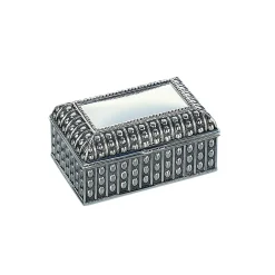 Silverplated Rectangular Box with Beaded Antique Design, 2.25"