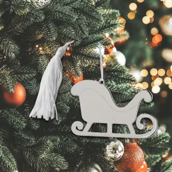 Sleigh Ornament w/White Tassel