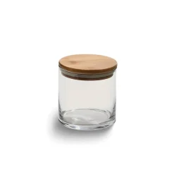 Small Round Glass Storage Container with Bamboo Lid