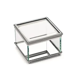 Square Glass Box with Hinged Cover, 3.75"