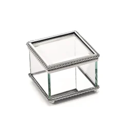 Square Glass Box With Hinged Cover, 3.25"