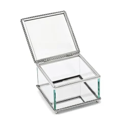 Square Glass Box with Hinged Cover, 3.75"