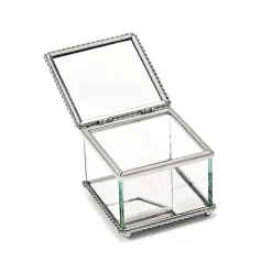 Square Glass Box With Hinged Cover, 3.25"