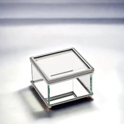 Square Glass Box with Hinged Cover, 3.75"