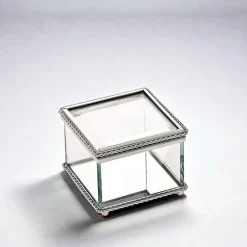 Square Glass Box With Hinged Cover, 3.25"