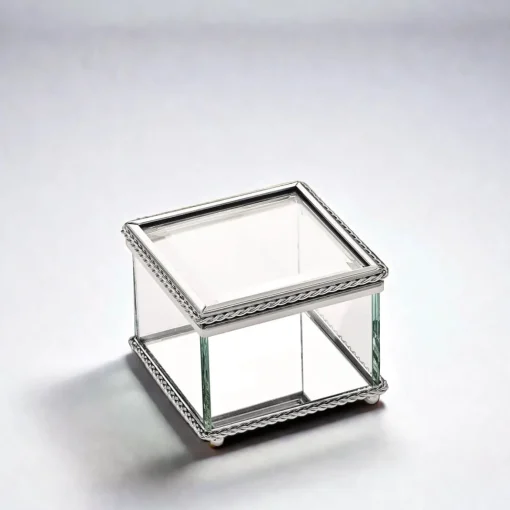 Square Glass Box With Hinged Cover, 3.25"