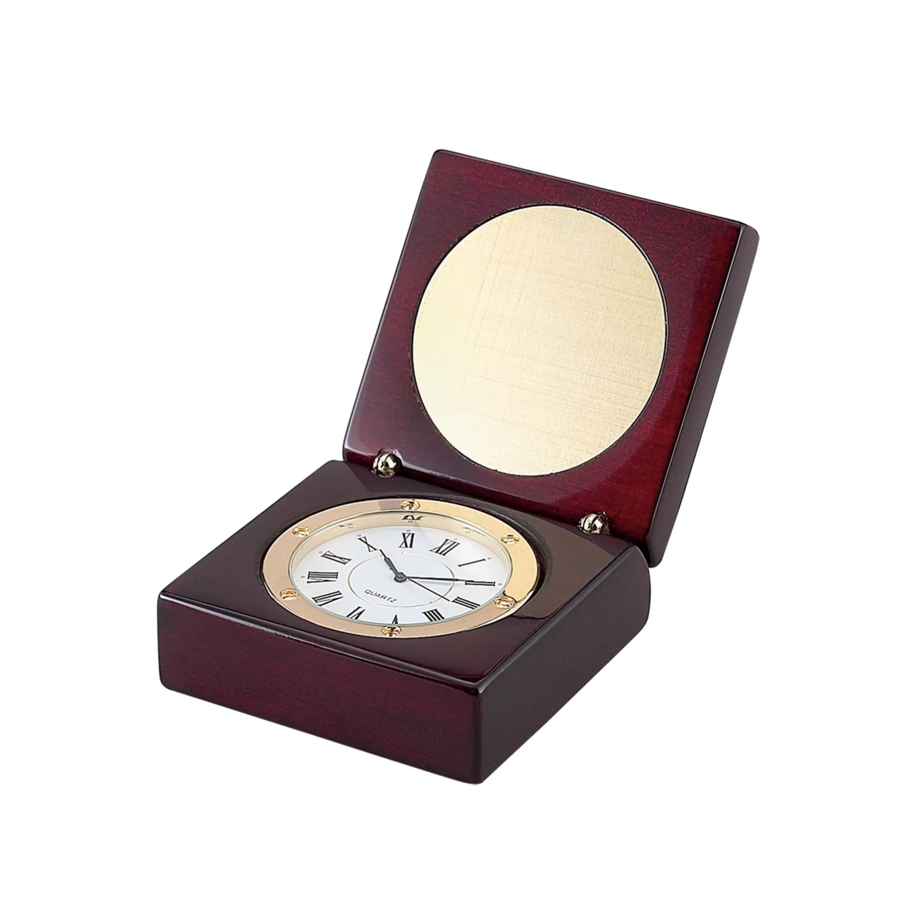 Square Wood Box With Clock In Piano Finish