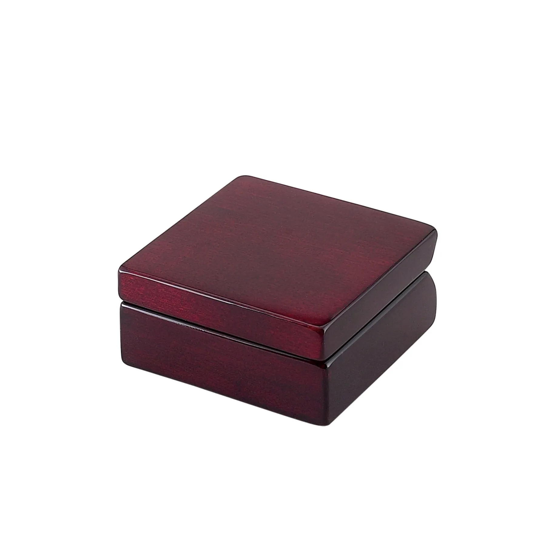 Square Wood Box With Clock In Piano Finish