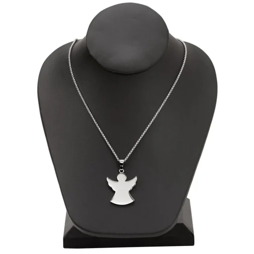 Stainless Steel Angel Necklace 1.125" X 1.125" On 18" Stainless Steel