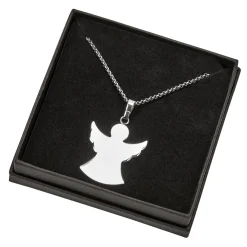 Stainless Steel Angel Necklace 1.125" X 1.125" On 18" Stainless Steel