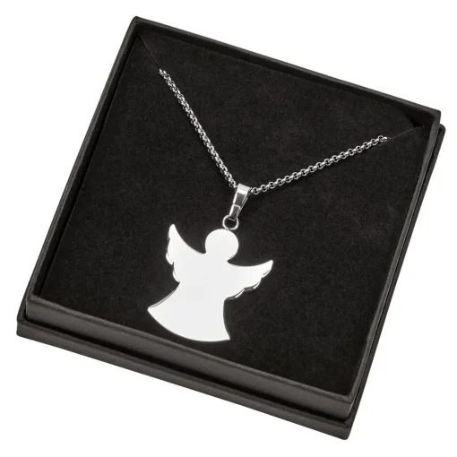 Stainless Steel Angel Necklace 1.125" X 1.125" On 18" Stainless Steel
